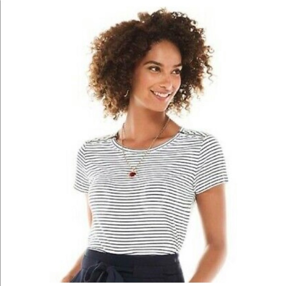 CAbi Tops - Cabi Short Sleeve Striped Top Zipper Detail Sz M